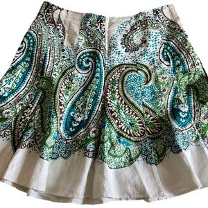 Linen Tulip/Flare Paisley Pattern Skirt XL